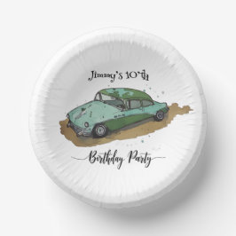 Boys birthday party with two toned sedan pappteller