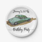 Boys birthday party with two toned sedan pappteller (Vorderseite)