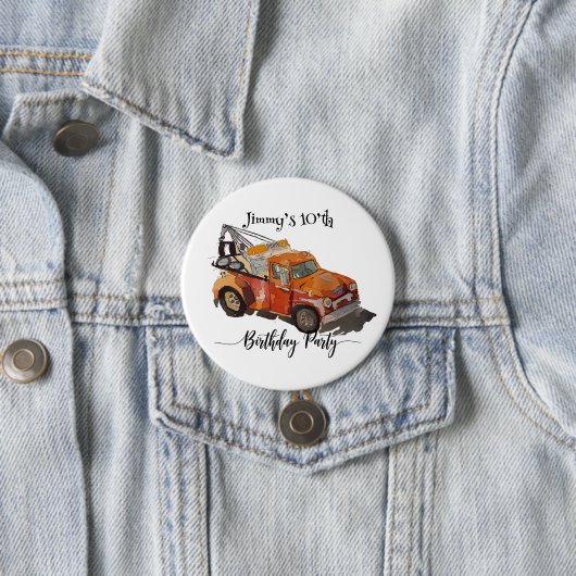 Boys Birthday Party with Wrecker Button (Beispiel)