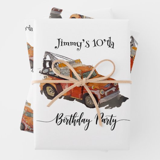 Boys birthday party with wrecker geschenkpapier set (Beispiel)