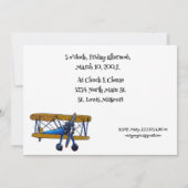 Boys birthday party with yellow and blue biplane einladung (Rückseite)