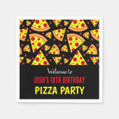 Boys Birthday Pepperoni Pizza Gemustertes Party Serviette (Vorderseite)
