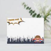 Boy's Birthday Superhero Party - Danke Karte (Stehend Vorderseite)