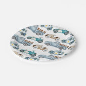 Boys birthday vintage car theme pappteller (Schrägansicht)