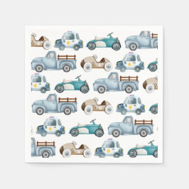 Boys Birthday Vintage Car Theme Serviette