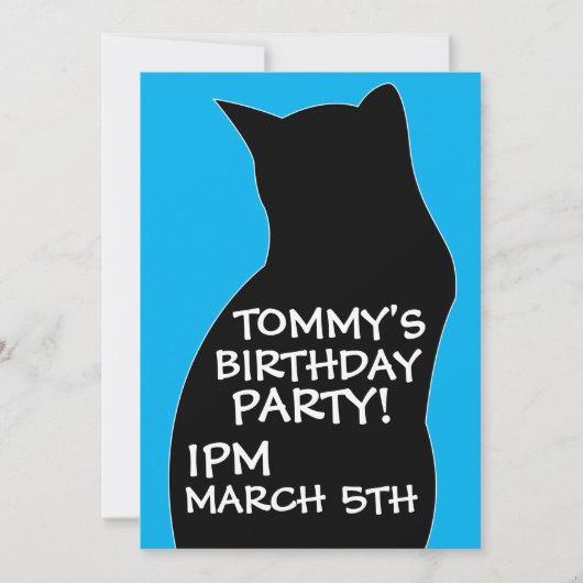 BOYS BLACK CAT BIRTHTAY PARTY INVITATIONEN EINLADUNG (Vorderseite)