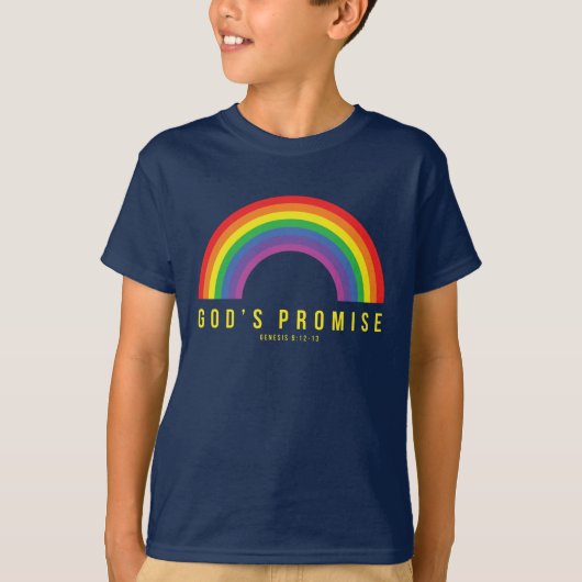 Boys blauer T - Shirt Rainbow Gottes Versprechen (Vorderseite)