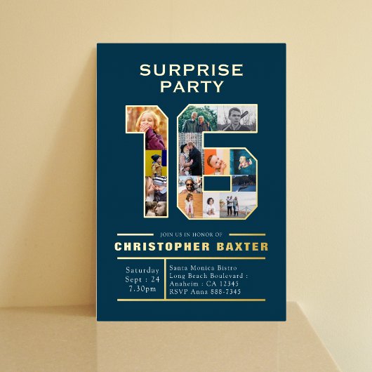 Boys Blue 16. Geburtstags-Foto Folieneinladung