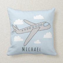 Boys Blue Airplane Travel Design and Name Kinderzi