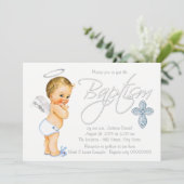 Boys Blue Angel Baptisse Einladung (Stehend Vorderseite)