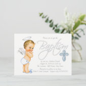Boys Blue Angel Baptisse Einladung (Stehend Vorderseite)