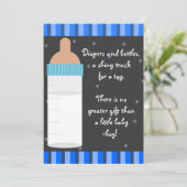 Boys Blue Baby Flasche Babydusche Einladungen (Stehend Vorderseite)