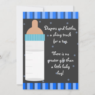 Boys Blue Baby Flasche Babydusche Einladungen