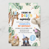 Boys Blue Balloon Safari Party Tiere Geburtstag Einladung (Vorne/Hinten)