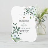 BOYS Blue BAUTIZO Bautismo Taufe Botanisch Einladung (Stehend Vorderseite)