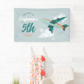 Boys Blue Blue Airplane Reise Geburtstag Willkomme Banner (Insitu)