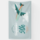 Boys Blue Blue Airplane Reise Geburtstag Willkomme Banner (Vertikal)