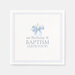 Boys Blue Bow 1. Geburtstag und Taufe Serviette
