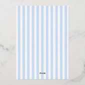 Boys Blue Bow und Stripe Taufe Folieneinladung (Rückseite)