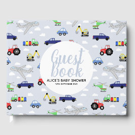 Boys Blue Car Transport Muster Babydusche Gästebuch