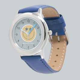 Boys Blue Cool Dude Smile Kids Armbanduhr