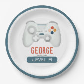 Boys Blue Cool Gaming Kindergeburtstag Pappteller (Vorderseite)