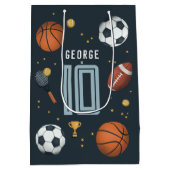 Boys Blue Cool Sports Kindergeburtstag Mittlere Geschenktüte (Rückseite)