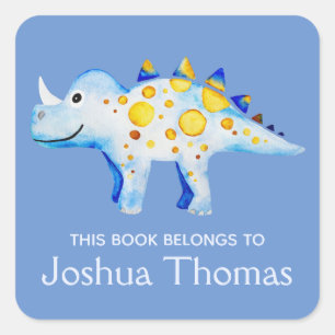 Boys Blue Dieses Buch gehört zu Dinosaurier und ne Quadratischer Aufkleber