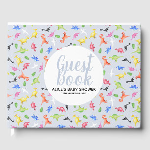 Boys Blue Dinosaur Pattern Baby Dusche Gästebuch