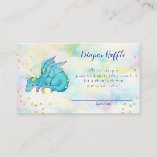 Boys Blue Dragon Diaper Raffle Baby Dusche Begleitkarte (Vorderseite)