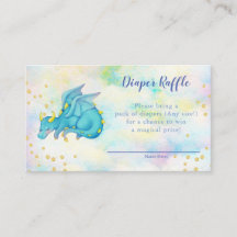 Boys Blue Dragon Diaper Raffle Baby Dusche