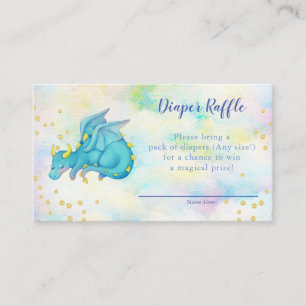 Boys Blue Dragon Diaper Raffle Baby Dusche Begleitkarte