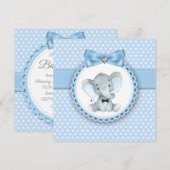 Boys Blue Elephant Baby Shower Einladungen (Vorne/Hinten)