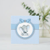 Boys Blue Elephant Baby Shower Einladungen (Stehend Vorderseite)