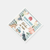 Boys Blue Farm Animals Tractor Birthday Napkin Serviette (Ecke)
