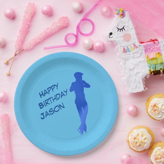 Boys Blue Figure Skaten Birthday Party Teller (Party)