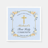 Boys Blue Floral 1. Heilige Kommune Serviette (Vorderseite)