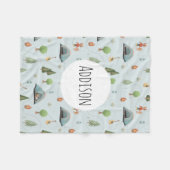 Boys Blue Forest Bear Camping Muster Name Kinder Fleecedecke (Vorderseite (Horizontal))