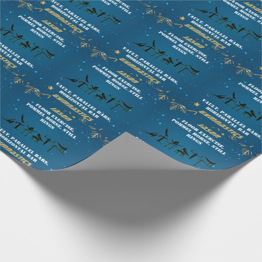 Boys Blue Gold Winter Gymnastik Personalisiert Geschenkpapier (Ecke)