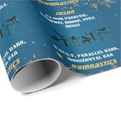 Boys Blue Gold Winter Gymnastik Personalisiert Geschenkpapier (Rolleneckpunkt)
