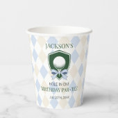 Boys Blue Golf Hole in einem Niedlichen 1. Geburts Pappbecher (Rückseite)