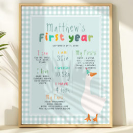 Boys Blue Goose Erstes Jahr Geburtstag Meilenstein Poster