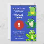 Boys Blue Green Frogs Geburtstagsparty jedes Alter Einladung (Vorderseite)