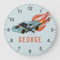 Boys Blue Hot Flames & Racing Car Kids Room
