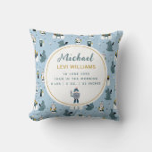 Boys Blue Knight Castle Dragon Birth Stats Kinderz Kissen (Vorderseite)