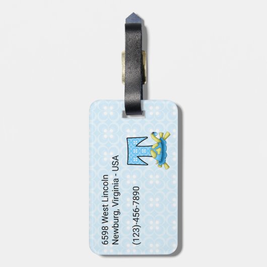 Boys Blue Letter T für Mit Monogramm Reisen mit Sc Gepäckanhänger (Rückseite vertikal)