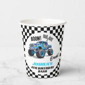 Boys Blue Monster Truck Birthday Pappbecher (Rückseite)