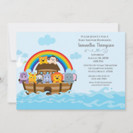 Boys Blue Noah's Ark Baby Shower Einladung