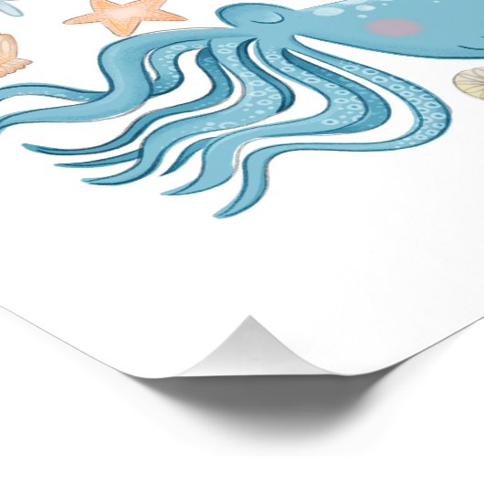 Boys Blue Ocean Under Sea Baby Dusche Empfang Poster (Ecke)