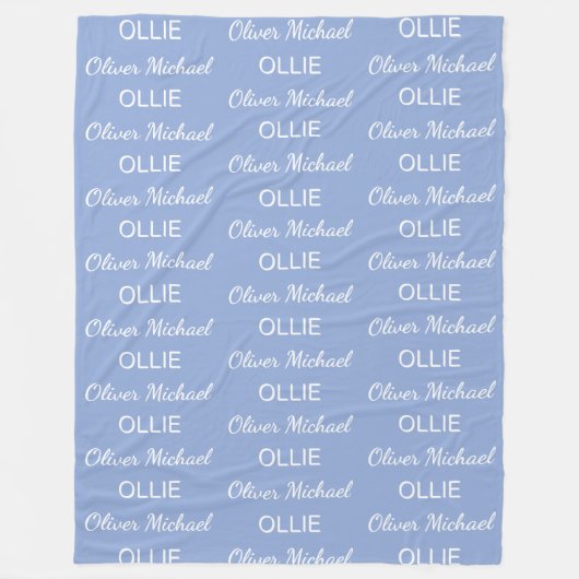 Boys Blue Personalisierte Schrift Name Fleecedecke (Vorderseite)